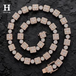 Collier à maillons pour homme en argent sterling 925 doré, style Hip Hop, avec chaîne à grappes carrées et diamants de laboratoire taille baguette géométrique, vente en gros - Product Image 6