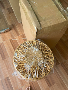 Ensemble d'assiettes vintage en rotin tressé naturel, tapis et sous-plats faits à la main, diamètre 500 mm, pour la décoration de la table de cuisine - Product Image 6