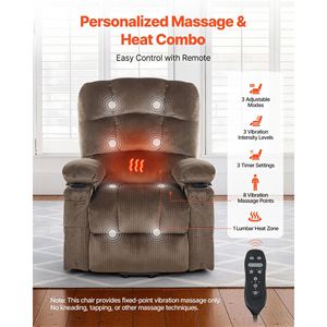 Sillón Reclinable Eléctrico de Doble Motor con Masaje y Calor para Personas Mayores, Ajuste de Posición Infinito, Sillón Reclinable Eléctrico Grande - Product Image 4