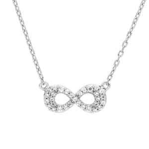 Tùy chỉnh chuỗi 925 Sterling <span class=keywords><strong>Silver</strong></span> Rose Gold Plated Infinity biểu tượng với pha lê CZ thời trang mặt dây chuyền vòng cổ trang sức cho phụ nữ - Product Image 5