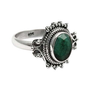 Natural Oval Cut <b>Emerald</b> Gemstone <b>Ring</b> Available In 925 Sterling <b>Silver</b> Pretty Oval Cut Bezel Setting Gemstone Bohemian <b>Ring</b> - Product Image 1