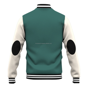 Custom Men's Windproof Polyester/Cotton Varsity Jacket Henry Collar Zipper Closure <b>Fleece</b> Lining Embroidery Options Casual Style - Product Image 2
