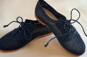 รองเท้าอ็อกซ์ฟอร์ดทำจากเส้นใยราฟเฟียสำหรับผู้หญิง รองเท้าราฟเฟียโมร็อกโก รองเท้าอ็อกซ์ฟอร์ดทำมือ สไตล์โบโฮชิค รองเท้าผูกเชือกแบบแบนราฟเฟีย - Product Image 2