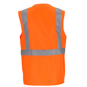 High Visibility <b>Orange</b> Safety Vest with Reflective Stripes Polyester Workwear Unisex <b>Hi</b> <b>Vis</b> Uniform - Product Image 2