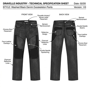 DRAVELLE INDUSTRY Jeans de moto para hombre, corte ajustado, denim oscuro, pierna recta, detalles de remaches, cintura media, estilo otoñal - Product Image 6