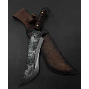 Cuchillo de Caza 5160 de Acero Forjado con Alto Contenido de Carbono, Machete de <span class=keywords><strong>Supervivencia</strong></span> de Hoja Fija con Mango de Madera de Nogal y Funda de Cuero - Product Image 1