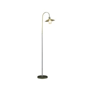64.25 \ "lampada da terra in metallo bianco/oro opaco/gabbia con ciondolo industriale da fattoria - Product Image 2