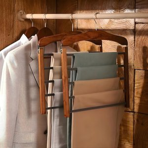 Cintre de placard multicouche en bois sur mesure, cintre à pantalons en bois dur de qualité supérieure pour la décoration intérieure et l'organisation - Product Image 2