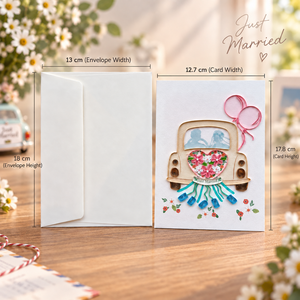 Carte de vœux artisanale élégante pour voiture de mariage, motif quilling, OEM/ODM, papeterie artistique, cadeau en papier, vente en gros, directement de l'usine - Product Image 2