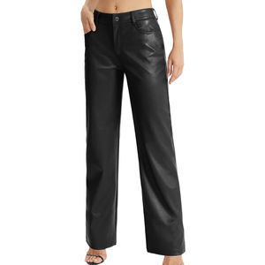 Pantalon en cuir pour femme, couleur unie, nouvelle collection, en cuir véritable, très demandé. - Product Image 3