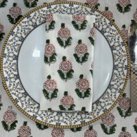 Nappe en coton à motifs floraux imprimés à la main en Inde, lavable en machine, pour mariage, fête, décoration de table à la maison