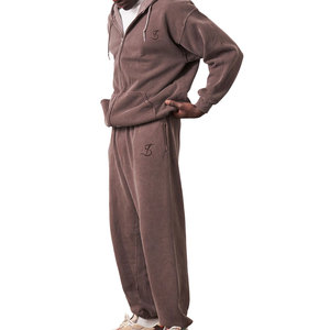 ชุดวอร์มซิปทรงหลวมคุณภาพสูง พิมพ์โลโก้ได้ตามต้องการ สไตล์ล่าสุด คุณภาพเยี่ยม MOQ ต่ำ สำหรับผู้ชาย - Product Image 4