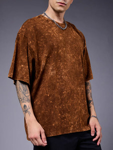 T-shirt décontracté pour homme en molleton brun de qualité supérieure, à séchage rapide, respirant, coupe ample, manches courtes, col rond - Product Image 3