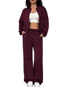Women's Casual Solid Breathable Hoodie Set Long Length 2-Piece Autumn <b>Sweater</b> and Trousers Tracksuits for Women - Product Image 4