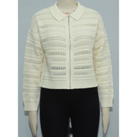 Cardigan décontracté en cachemire jacquard tricoté respirant pour femme, col rond, manches longues, couleur unie, fermeture à points ouverts, élégant