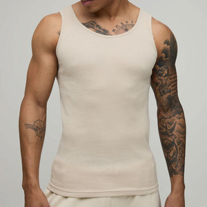 Muscle Athletic <b>Singlet</b> Men's <b>Running</b> Outdoor Fashion Blank Logo High Street Wholesale Ribbed Elastane Tank Top For Summer - Product Image 4