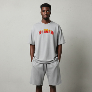 High Quality 100% Cotton Customized Plus Size Men's Short <b>Set</b> <b>2</b> tone Drop Shoulder Comfortable Streetwear man <b>2</b> <b>piece</b> <b>set</b> - Product Image 1