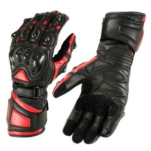 Guantes de Motocicleta de Cuero Genuino, Protección Completa para los Dedos, Guantes de Carreras Antideslizantes con Protección para la Palma, Función de Pantalla Táctil, Guantes para Exteriores - Product Image 3