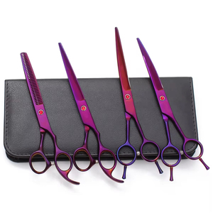 Juego de Tijeras Profesionales para Peluquería Canina de 7'' con MOQ Bajo (4 Piezas), Tijeras para Recortar el Pelo de Perros con Logotipo Personalizado, Estuche de Cuero, Proveedor OEM ODM - Product Image 1
