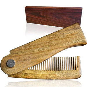 Tradebyd Peine de madera para el cuidado de la barba y el peinado del cabello Tamaño de bolsillo Herramienta DE ASEO natural para hombres - Product Image 1