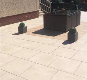 Dalles de pavage en grès couleur beige naturel moderne pour terrasse extérieure, allée de cour - Product Image 1