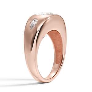 Bague à trois pierres en diamant taille ovale, monture clos en or jaune, classique, pour femme, bijoux fins de fiançailles - Product Image 6