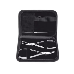 Kit d'outils pour extensions de cheveux en acier inoxydable de haute qualité, finition miroir, vente en gros, avec couleur personnalisée et pochette - Product Image 2