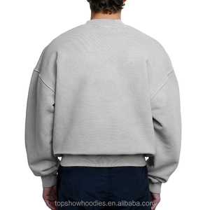 Custom Wholesale Distressed Ripped <b>Pullover</b> <b>Jumper</b> Blank Plain Cotton Oversized Cropped Mock Neck Sweatshirt for Men 2026 - Product Image 5