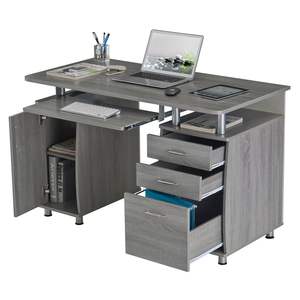 Techni Mobili Complete Workstation Escritorio de ordenador gris con funciones de almacenamiento - Product Image 2