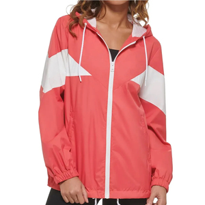 Unisex Hooded <b>Racer</b> <b>Jacket</b> Zipper Closure Sporty Color Blocking Windproof Polyester Spring Season Regular Fit - Product Image 1