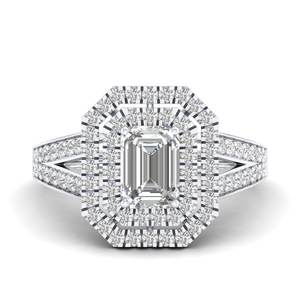 Anillo de compromiso REYES con halo de plata de ley 925, nuevo diseño, moissanita de corte radiante certificada GRA de 1.62 quilates, joyería fina para mujer - Product Image 1