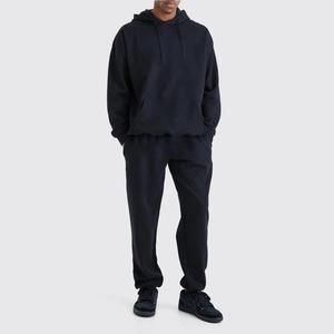 New Arrival Casual Men's Oversized Pullover Hooded Solid Color Tracksuits Custom Drop Shoulder Spring Hoodie & <b>Sweatpants</b> <b>Set</b> - Product Image 2