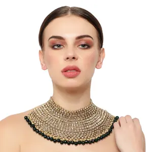 Handmade Artificial Traditional Fashion style Necklace for Women Designer Gold plated Metal Alloy Necklace Jewelry