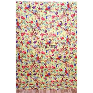 ผ้าคลุมเตียงควีนไซส์ลายปักนกแบบคันธาสุดหรู ผ้าปูที่นอนผ้าฝ้ายทำมือสั่งทำได้ ขายส่ง - Product Image 1