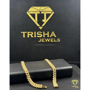 Luxury Designer Cuban Chain <b>Necklace</b> With Premium Lab Grown Diamonds <b>Statement</b> Hip Hop Jewelry For Men By Trisha Jewels - Product Image 4
