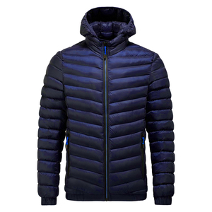 Custom Puffer Down Jacket Breathable Men Trendy Brand Windproof Hooded Stand Front Zipper XL Waterproof Winter Sport <b>Plain</b> Dyed - Product Image 3