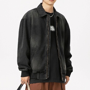 Chaqueta vaquera de gran tamaño vintage hecha a medida para hombre, resistente al viento de alta calidad con cuello levantado con cremallera para invierno - Product Image 2