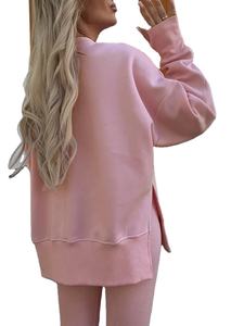 Sweat-shirt à capuche pour femme en tissu éponge imprimé sur mesure avec logo sur le devant, rose clair, manches longues, décontracté, automne-hiver - Product Image 6