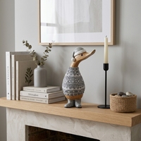 Figurine de canard en bois de bambou Art Déco unique, faite à la main, écologique, décoration d'anniversaire, intérieur contemporain pour la maison et l'hôtel