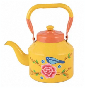 Bouilloire électrique jaune en acier inoxydable émaillé à motif floral, sifflante, pour la cuisine - Product Image 3