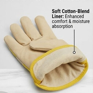 Gants de travail d'hiver en cuir de vachette grainé robuste avec doublure en polaire pour la sécurité industrielle et la construction par temps froid - Product Image 4