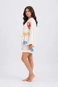 Ensemble de peignoirs de luxe unisexe style kimono, coton épais de qualité supérieure pour adultes, nouvelle broderie, robe blanche, vêtements pour femmes - Product Image 4