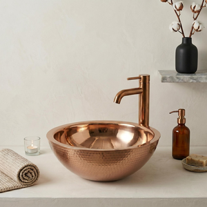 Lavabo de Cobre Martillado, Lavabo Decorativo para Baño, Lavabo Redondo para Baño, para Hogar y Hotel - Product Image 4