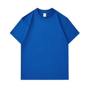 Tshirt Men's 100% Cotton Mock Rib Neck Oversize <b>Drop</b> Shoulder T-shirt Blank Streetwear Heavyweight Plain t Shirt for Men - Product Image 4