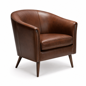 Fauteuil d'appoint rembourré marron avec pieds en bois, chaise moderne pour salon, chambre, coin lecture et hall d'hôtel - Product Image 1
