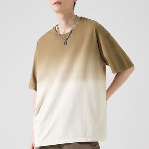 T-shirt à manches courtes surdimensionné pour homme, dégradé noir et blanc, col rond, style streetwear - Product Image 5