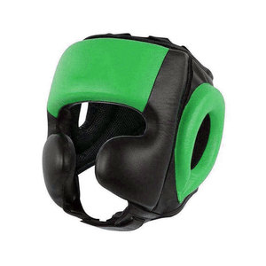Protège-tête de boxe en cuir PU vert unisexe, casque de sport protecteur avec fermeture auto-agrippante - Product Image 5