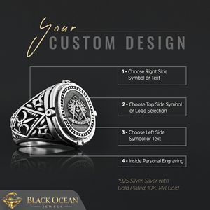 Bague Maçonnique BOJ 028 Personnalisée en Argent et Diamant, Bague de Diplôme Universitaire Unisexe, Cadeau pour Fêtes et Occasions Spéciales, Prix Bas - Product Image 3