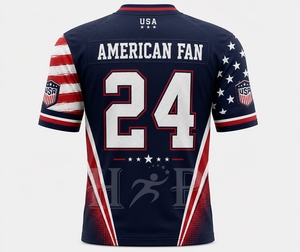 Maillot de football américain unisexe pour adultes et jeunes, sublimation personnalisée, polyester respirant, nouveau design, maillot de supporter d'équipe - Product Image 2