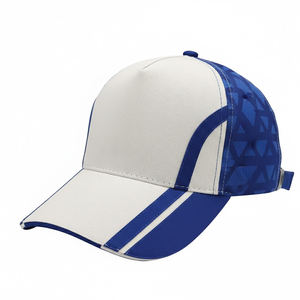 Gorra de Béisbol Personalizada Blanca y Azul, Tela Personalizada, Transpirable y Cómoda, Gorra de Béisbol de 6 Paneles, Diseño Triangular Moderno, Deportiva, Unisex - Product Image 1